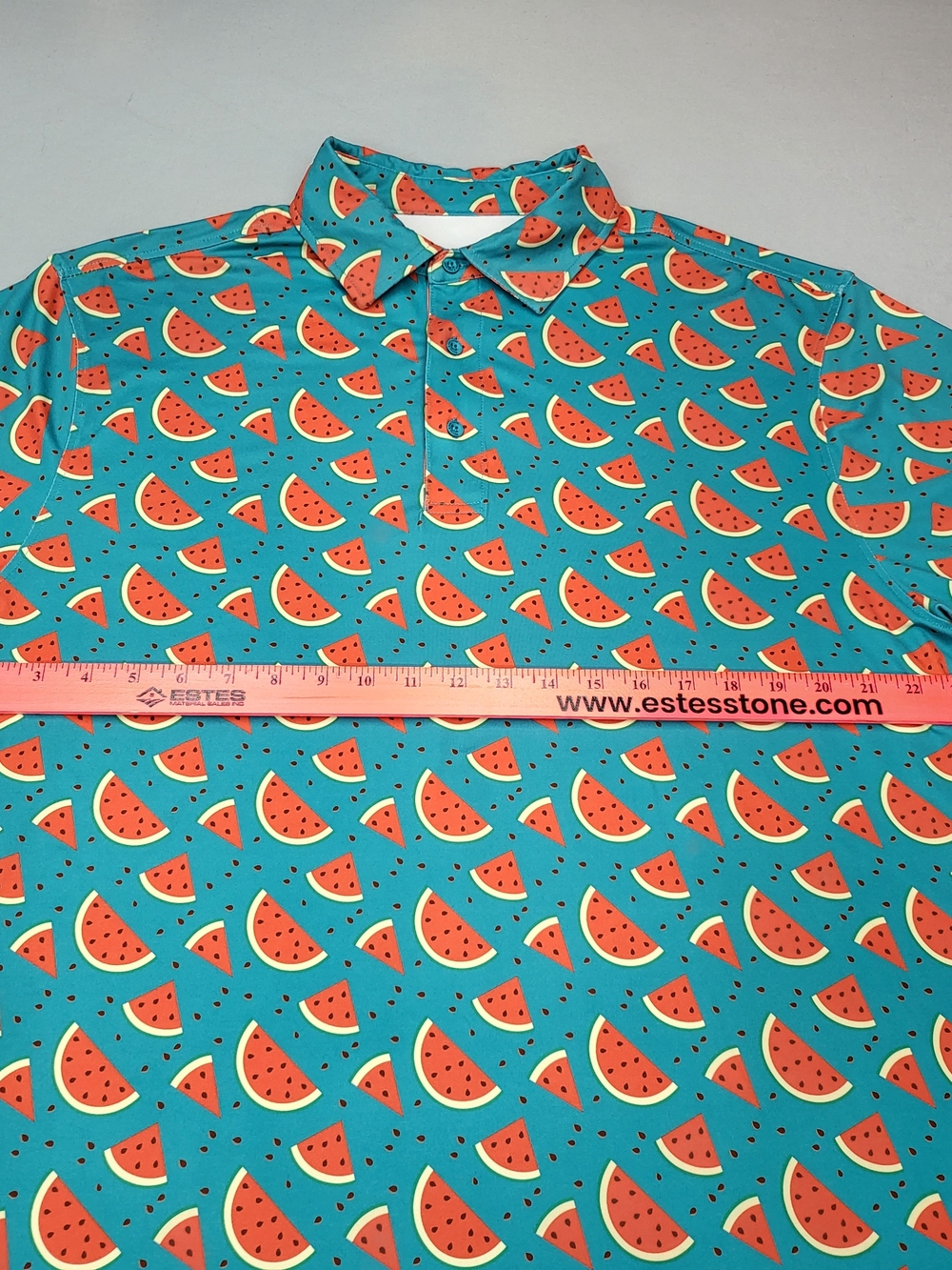 Men's Teal Watermelon Print Button-Down Shirt